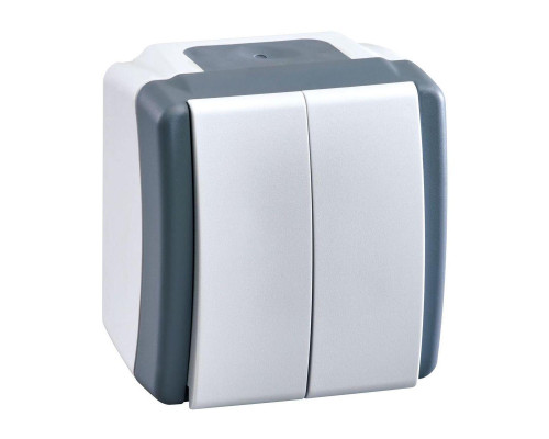Выключатель Mono Electric Octans IP54 двухклавишный бело-серый 154-020001-102 Выключатель Mono Electric Octans IP54 двухклавишный бело-серый 154-020001-102