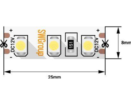 Светодиодная лента SWG 9,6W/m 120LED/m 3528SMD желтый 5M 000967 Светодиодная лента SWG 9,6W/m 120LED/m 3528SMD желтый 5M 000967