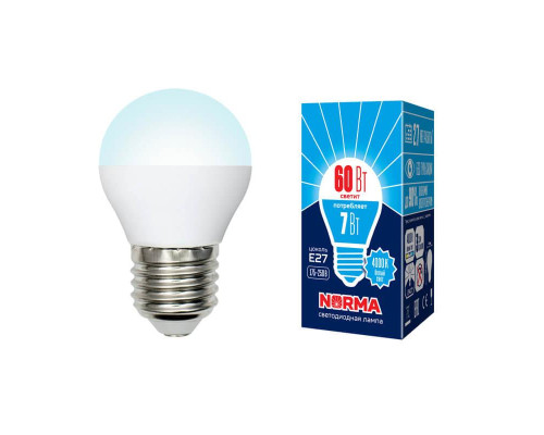 Лампа светодиодная E27 7W 4000K матовая LED-G45-7W/NW/E27/FR/NR UL-00003822