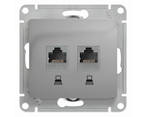 Розетка компьютерная двойная RJ45 Systeme Electric Glossa 5e кат UTP алюминий GSL000385KK Розетка компьютерная двойная RJ45 Systeme Electric Glossa 5e кат UTP алюминий GSL000385KK