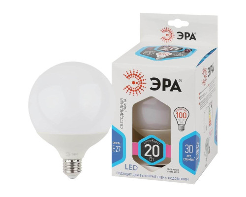 Лампа светодиодная ЭРА E27 20W 4000K матовая LED G120-20W-4000K-E27 Б0049081 Лампа светодиодная ЭРА E27 20W 4000K матовая LED G120-20W-4000K-E27 Б0049081