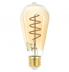 Лампа светодиодная филаментная ЭРА E27 7W 2400K прозрачная F-LED ST64-7W-824-E27 spiral gold Б0047665