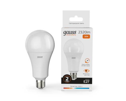 Лампа светодиодная Gauss E27 30W 3000K матовая 73219 Лампа светодиодная Gauss E27 30W 3000K матовая 73219
