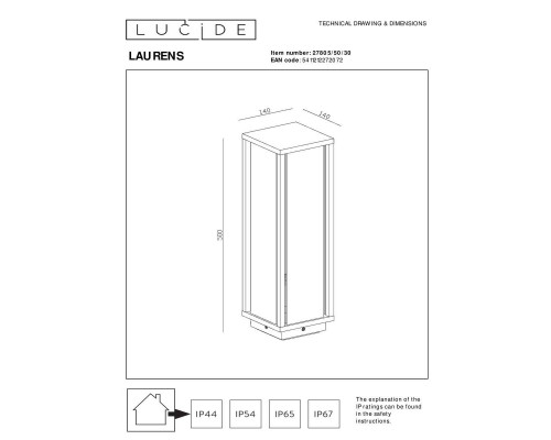 Уличный светильник Lucide Laurens 27805/50/30