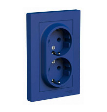 Розетка двойная 2К+З Systeme Electric AtlasDesign 16A 250V аквамарин ATN001124