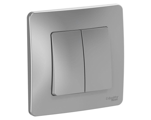 Выключатель двухклавишный Systeme Electric Blanca 10A 250V алюминий BLNVS010503