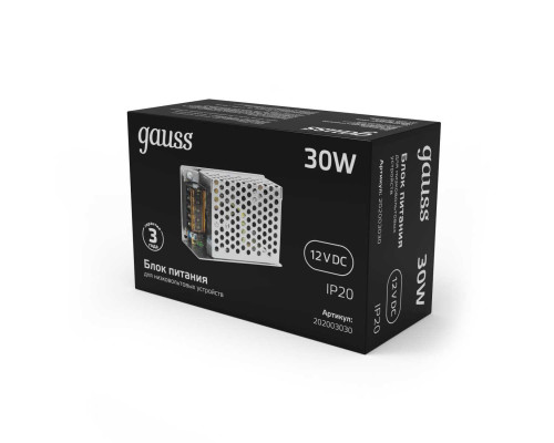 Блок питания Gauss Led Strip PS 12V 30W IP20 4A 202003030 Блок питания Gauss Led Strip PS 12V 30W IP20 4A 202003030