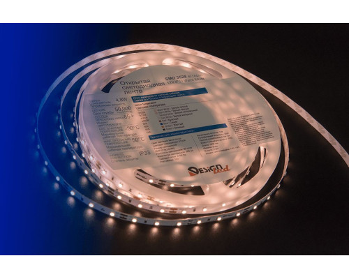 Светодиодная влагозащищенная лента DesignLed 4,8W/m 60LED/m 3528SMD теплый белый 5M 001131 Светодиодная влагозащищенная лента DesignLed 4,8W/m 60LED/m 3528SMD теплый белый 5M 001131