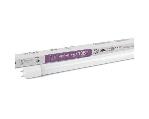 Лампа светодиодная ЭРА G13 10W 6500K матовая LED T8-10W-865-G13-600mm Б0033000 Лампа светодиодная ЭРА G13 10W 6500K матовая LED T8-10W-865-G13-600mm Б0033000