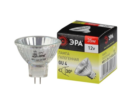 Лампа галогенная ЭРА GU4 35W 2700K прозрачная GU4-MR11-35W-12V-30CL C0027362