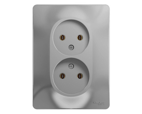 Розетка двойная 2К Systeme Electric Glossa 16A 250V алюминий GSL000320 Розетка двойная 2К Systeme Electric Glossa 16A 250V алюминий GSL000320