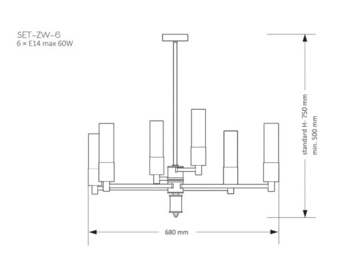Подвесная люстра KUTEK MOOD Seti SET-ZW-6(Z)