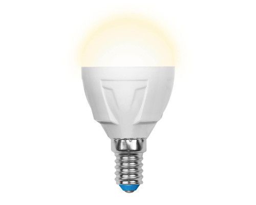 Лампа светодиодная Uniel E14 7W 3000K матовая LED-G45 7W/WW/E14/FR PLP01WH UL-00002419