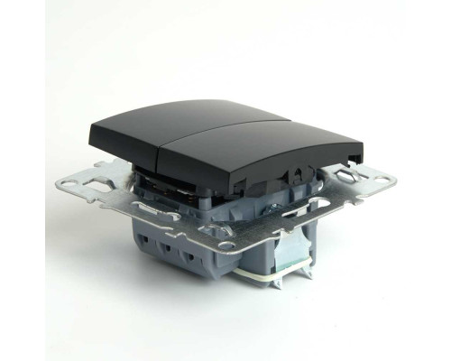 Выключатель двухклавишный Stekker Эрна черный PSW10-9104-03 49149