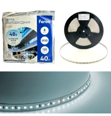 Светодиодная лента Feron 8W/m 120LED/m 2835SMD холодный белый 40M LS420 48793