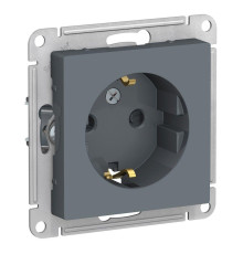 Розетка 2К+З Systeme Electric AtlasDesign 16A 250V со шторками грифель ATN000745