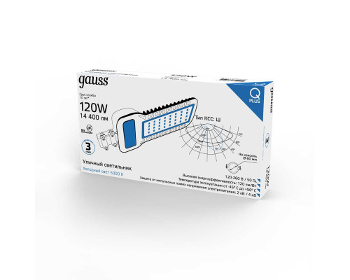 Уличный светодиодный консольный светильник Gauss Qplus 629535320 Уличный светодиодный консольный светильник Gauss Qplus 629535320
