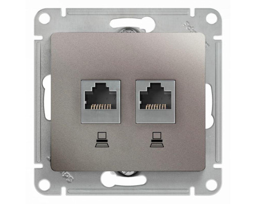 Розетка компьютерная двойная RJ45 Systeme Electric Glossa 5e кат UTP платина GSL001285KK Розетка компьютерная двойная RJ45 Systeme Electric Glossa 5e кат UTP платина GSL001285KK