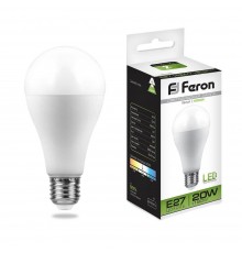 Лампа светодиодная Feron E27 20W 4000K Шар Матовая LB-98 25788