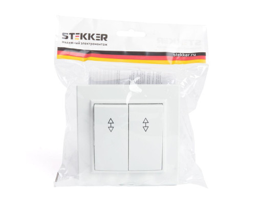 Переключатель двухклавишный Stekker Эрна белый PSW10-9005-01 39919 Переключатель двухклавишный Stekker Эрна белый PSW10-9005-01 39919
