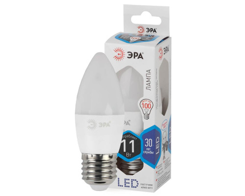 Лампа светодиодная ЭРА E27 11W 4000K матовая LED B35-11W-840-E27 Б0032983 Лампа светодиодная ЭРА E27 11W 4000K матовая LED B35-11W-840-E27 Б0032983