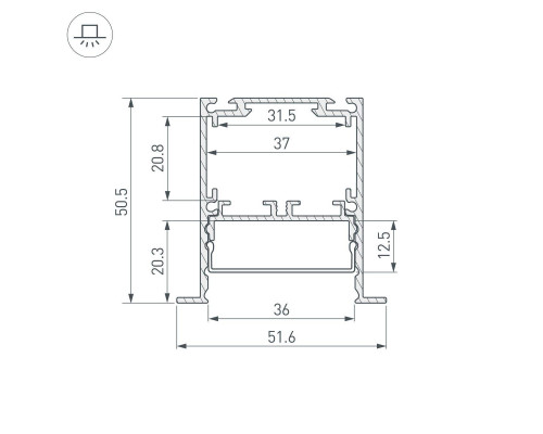Профиль встраиваемый Arlight SL-Linia52-3L-F-2000 Anod Black 044685