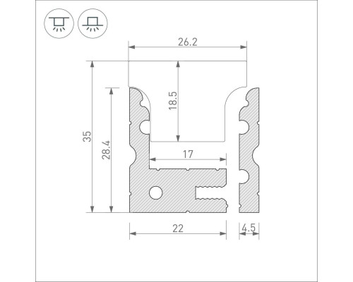 Встраиваемый профиль ARH-FLOOR27-H28-2000 ANOD 038356 Встраиваемый профиль ARH-FLOOR27-H28-2000 ANOD 038356
