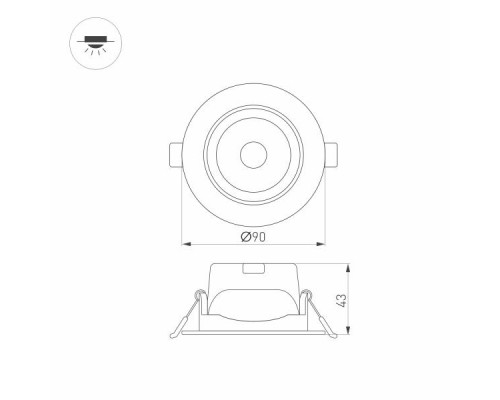 Встраиваемый светодиодный светильник Arlight LTD-Polar-Turn-R90-7W Day4000 032860 Встраиваемый светодиодный светильник Arlight LTD-Polar-Turn-R90-7W Day4000 032860