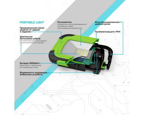 Прожектор светодиодный Gauss Portable Light аккумуляторный 10W 6500K 686400310