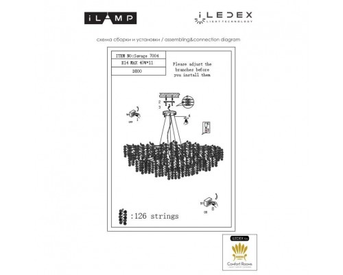 Подвесная люстра iLamp Savage 7004-D800 GD Подвесная люстра iLamp Savage 7004-D800 GD