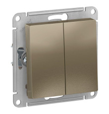 Выключатель двухклавишный Systeme Electric AtlasDesign 10A 250V шампань ATN000551