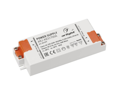 Драйвер Arlight ARJ-KE51700A 36-51V 36W IP20 0,7A 021379 Драйвер Arlight ARJ-KE51700A 36-51V 36W IP20 0,7A 021379