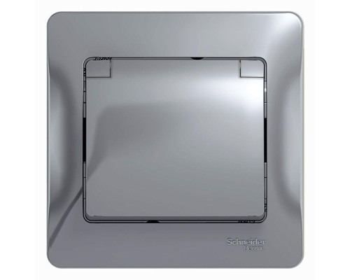 Розетка 2К+З Systeme Electric Glossa 16A 250V со шторками и крышкой алюминий GSL000346