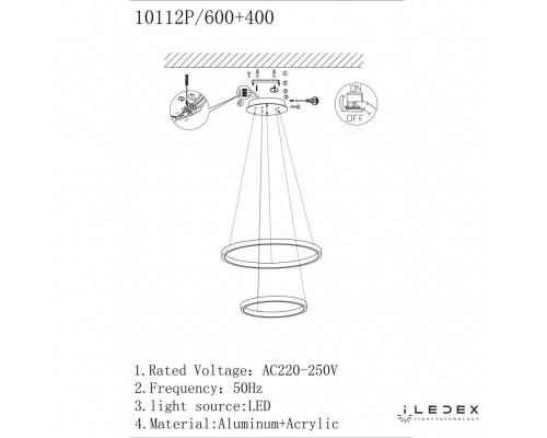 Подвесной светодиодный светильник iLedex Axis 10112P/2-39W-3000K (6/4) BR Подвесной светодиодный светильник iLedex Axis 10112P/2-39W-3000K (6/4) BR