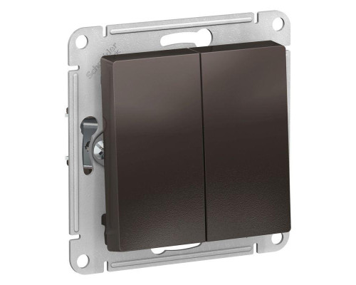 Переключатель двухклавишный проходной Systeme Electric AtlasDesign 10A 250V мокко ATN000665 Переключатель двухклавишный проходной Systeme Electric AtlasDesign 10A 250V мокко ATN000665