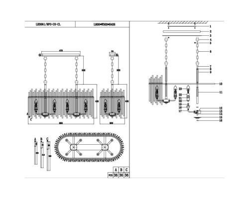 Подвесная люстра Lumien Hall Alte LH3061/8PO-CO-CL