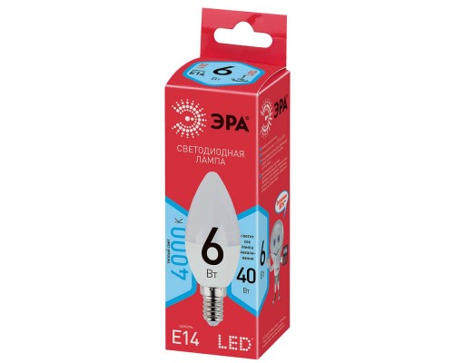 Лампа светодиодная ЭРА E14 6W 4000K матовая ECO LED B35-6W-840-E14 Б0020619 Лампа светодиодная ЭРА E14 6W 4000K матовая ECO LED B35-6W-840-E14 Б0020619