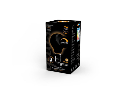 Лампа светодиодная филаментная Gauss E14 9W 3000К матовая 105201109