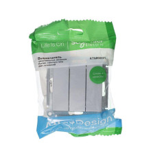 Выключатель трехклавишный Systeme Electric AtlasDesign 10A 250V алюминий ATN000331