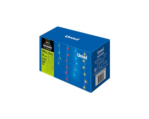 Светодиодная гирлянда Uniel занавес Радуга 220V разноцветный ULD-E2405-100/DTA MULTI IP20 RAINBOW 11130 Светодиодная гирлянда Uniel занавес Радуга 220V разноцветный ULD-E2405-100/DTA MULTI IP20 RAINBOW 11130