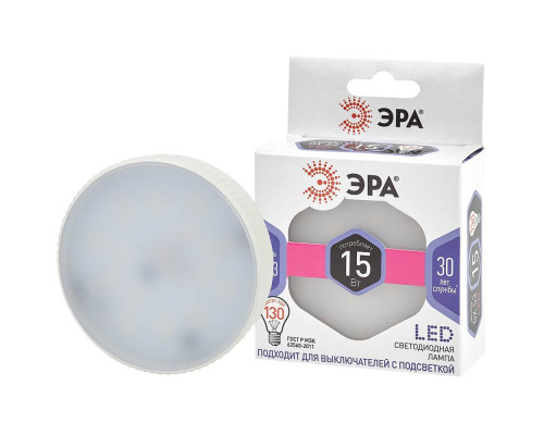 Лампа светодиодная ЭРА GX53 15W 6000K матовая LED GX-15W-860-GX53 Б0048021 Лампа светодиодная ЭРА GX53 15W 6000K матовая LED GX-15W-860-GX53 Б0048021