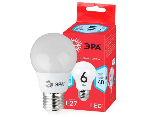Лампа светодиодная ЭРА E27 6W 4000K матовая LED A55-6W-840-E27 R Б0050688