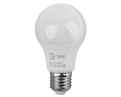 Лампа светодиодная ЭРА E27 7W 4000K матовая LED A60-7W-840-E27 Б0029820 Лампа светодиодная ЭРА E27 7W 4000K матовая LED A60-7W-840-E27 Б0029820