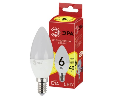 Лампа светодиодная ЭРА E14 6W 2700K матовая ECO LED B35-6W-827-E14 Б0020618