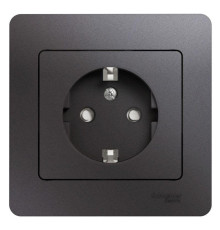 Розетка 2К+З Systeme Electric Glossa 16A 250V со шторками графит GSL001344