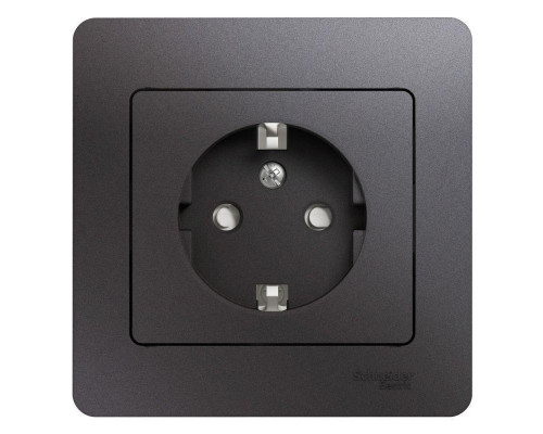 Розетка 2К+З Systeme Electric Glossa 16A 250V со шторками графит GSL001344 Розетка 2К+З Systeme Electric Glossa 16A 250V со шторками графит GSL001344
