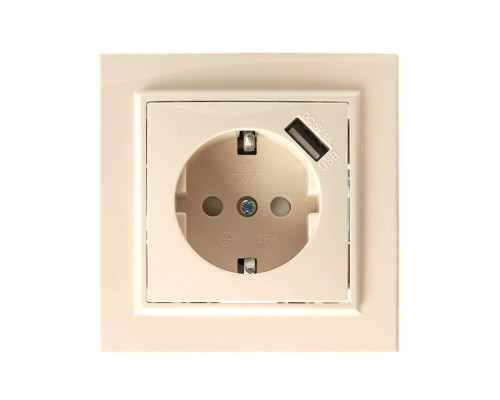 Розетка 2P+PE/USB Stekker Эрна со шторками слоновая кость PST16-9011-02 39237 Розетка 2P+PE/USB Stekker Эрна со шторками слоновая кость PST16-9011-02 39237