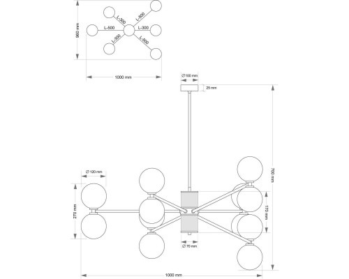 Подвесной светильник KUTEK FABRIANO FAB-ZW-6(Z/3)BB