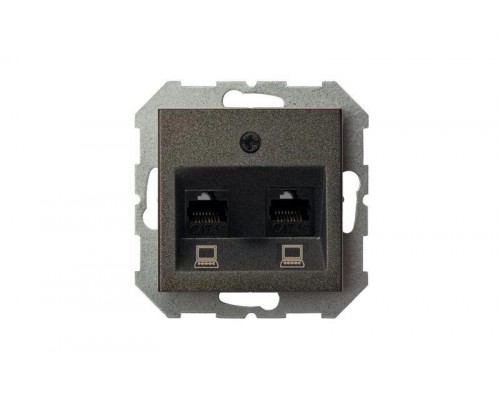 Розетка 2хRJ45 Liregus Epsilon антрацит 28-1151 Розетка 2хRJ45 Liregus Epsilon антрацит 28-1151