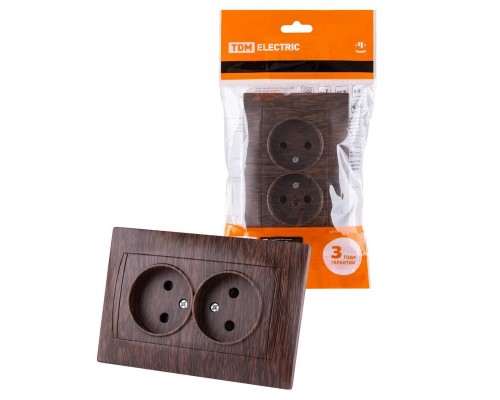 Розетка двойная 2P TDM Electric Лама со шторками венге SQ1815-0412 Розетка двойная 2P TDM Electric Лама со шторками венге SQ1815-0412